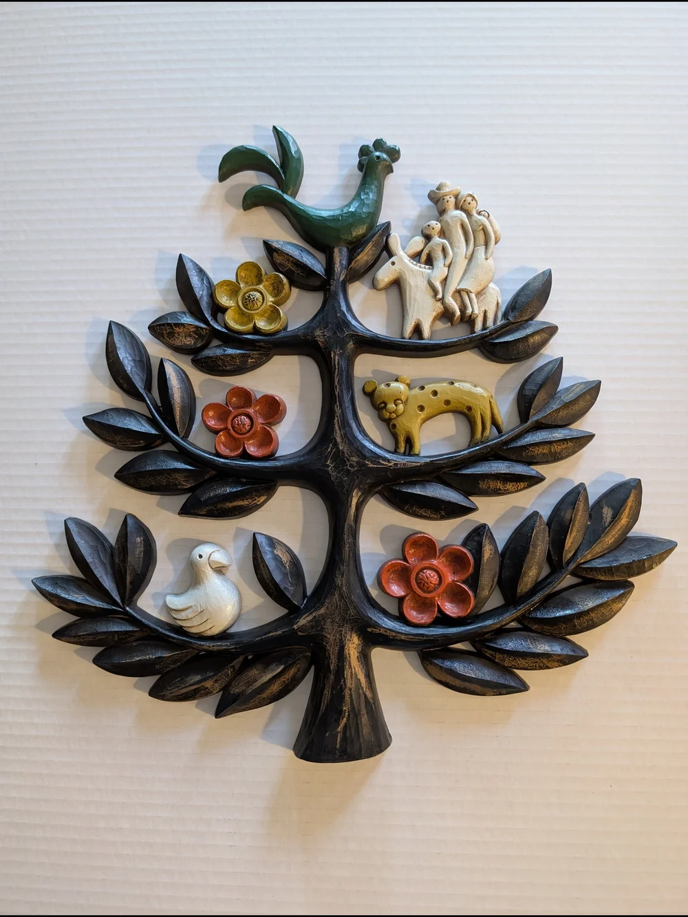 Homco Tree Of Life Wall Hanging Plaque 60's Folkart Mid-Century Modern Vintage - Picture 1 of 8